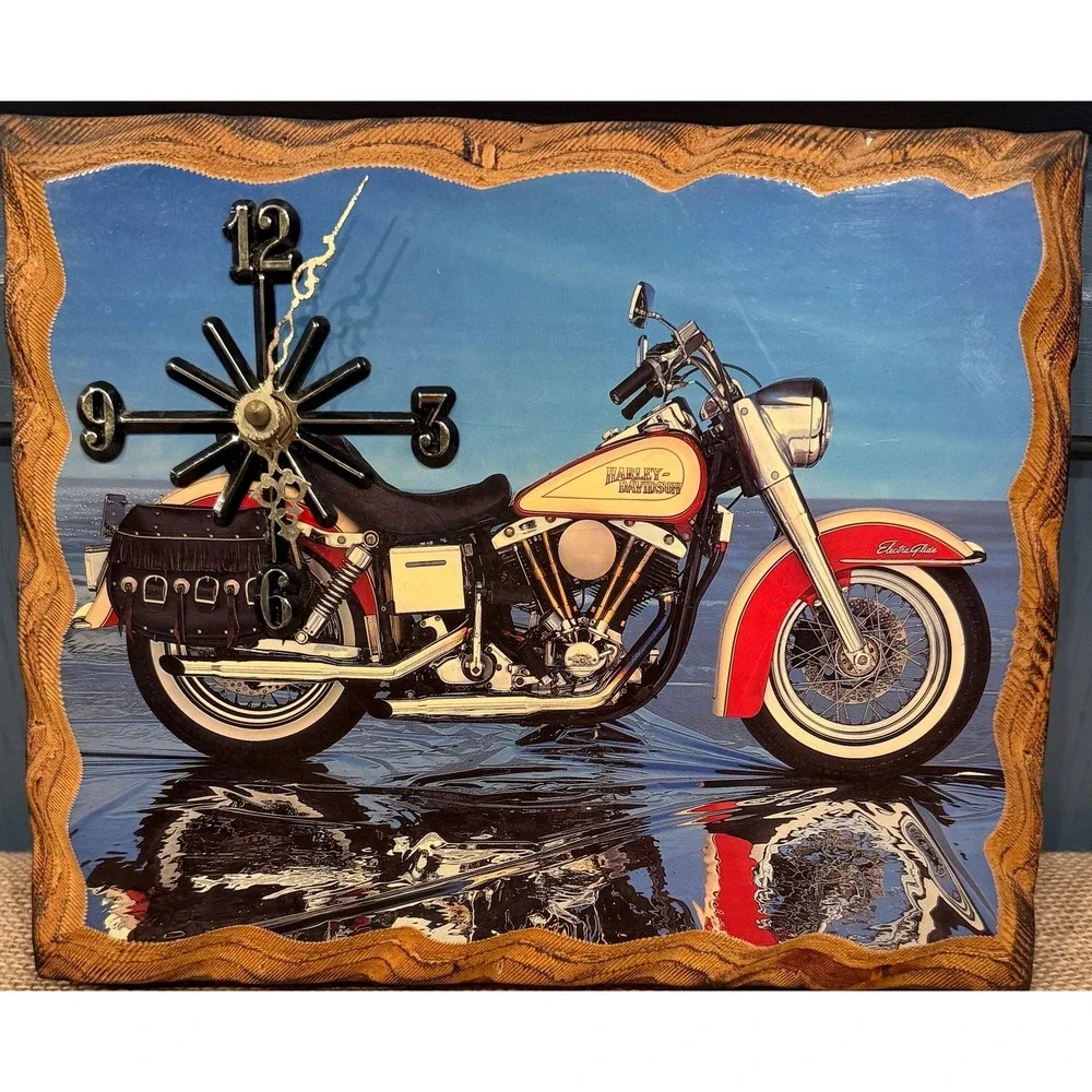 Vintage Harley Davidson Battery Operated Clock, Works Great 11x9